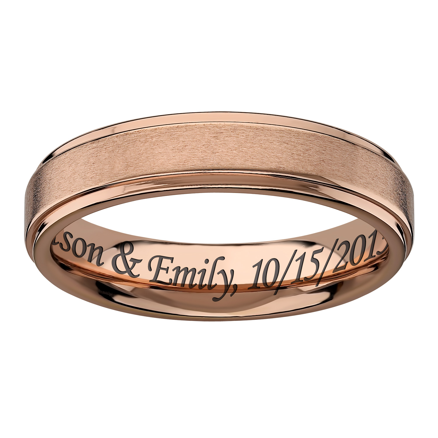 Men S 5 0mm Multi Finish Engravable Wedding Band In Stainless Steel Men S 5 0mm Multi Finish Engravable Wedding Band In Stainless Steel With Rose Ip 1 Line Bands Zales