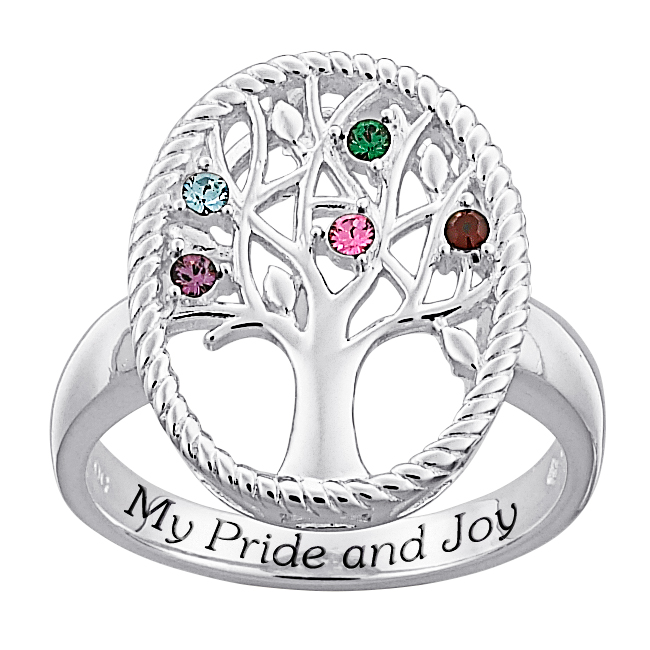 Mother/'s Ring 1-6 Oval Stones Sterling Silver Mother/'s Day Jewelry Family Ring