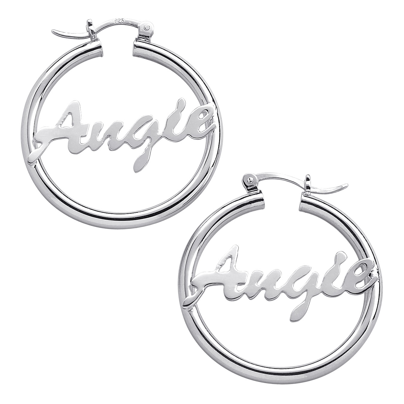 Name Hoop Earrings In Sterling Silver 1 Personalized Name Hoop Earrings In Sterling Silver 1