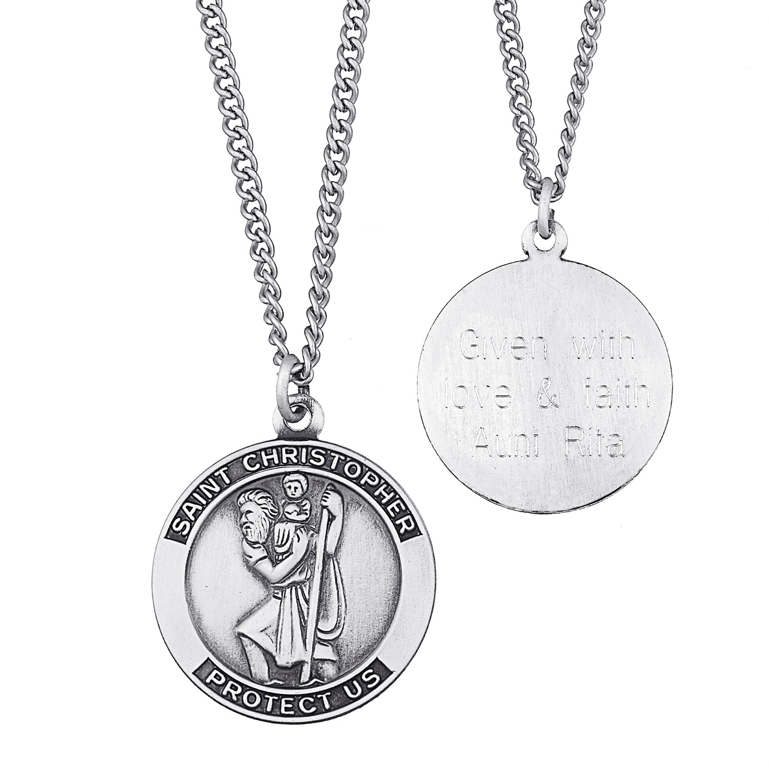 Jewelry Adviser Antiqued Medals Sterling Silver Antiqued Saint Christopher Medal