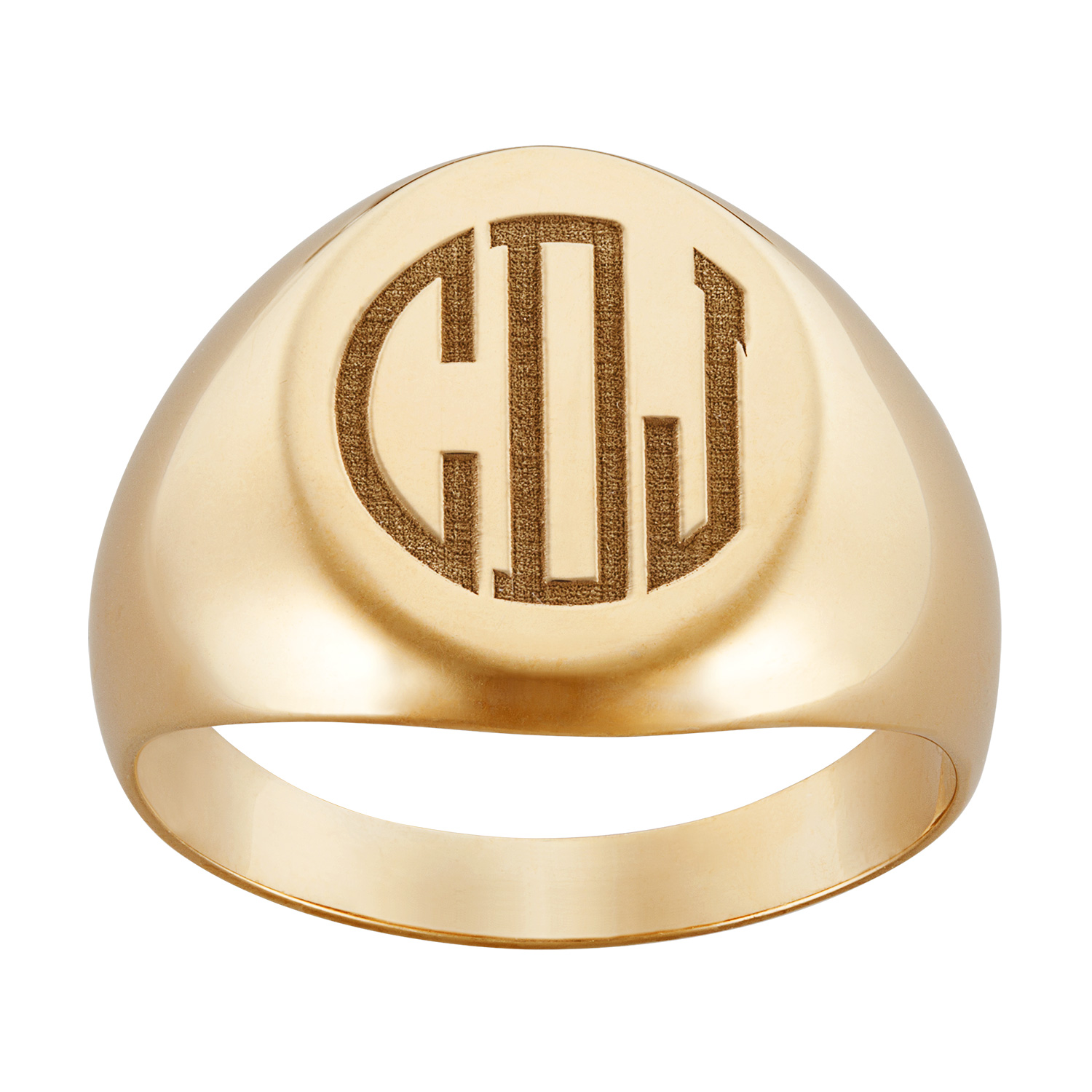 Men's Round Monogram Signet Ring (3 Initials)