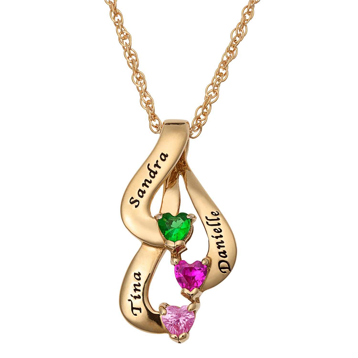 Zales Mother S Heart Shaped Simulated Birthstone Ribbon Pendant In Sterling Silver With 18k Gold Plate