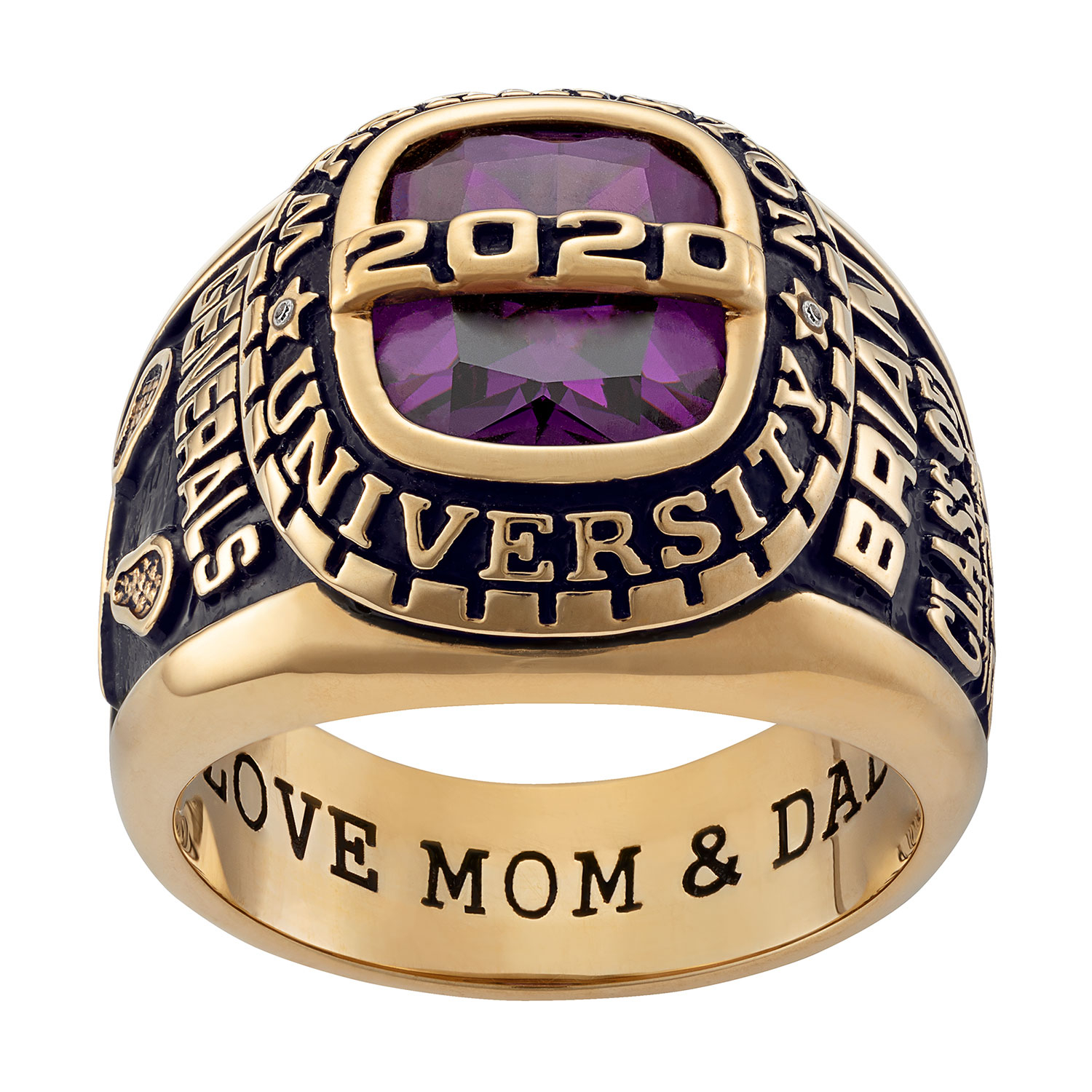 Gold over Sterling Personalized-Top Birthstone Class Ring